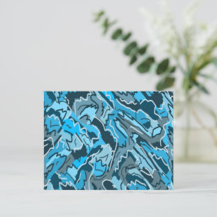 Icy Blue Marbled Abstract Postcard