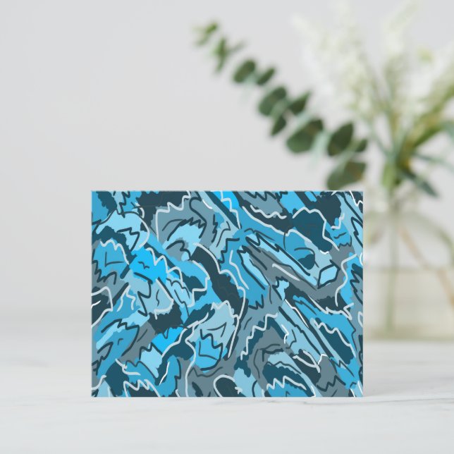 Icy Blue Marbled Abstract Postcard (Standing Front)