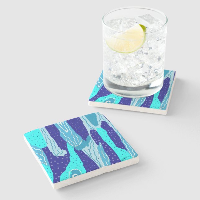 Icy Blue Ocean Stone Coaster (Side)