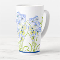Icy Blue Pansies on a Large Latte Mug