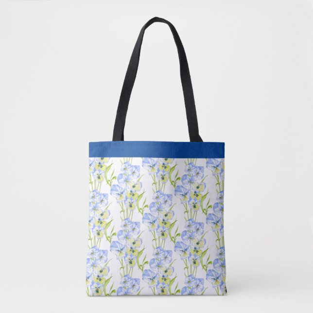Icy Blue Pansies on a Tote (Front)
