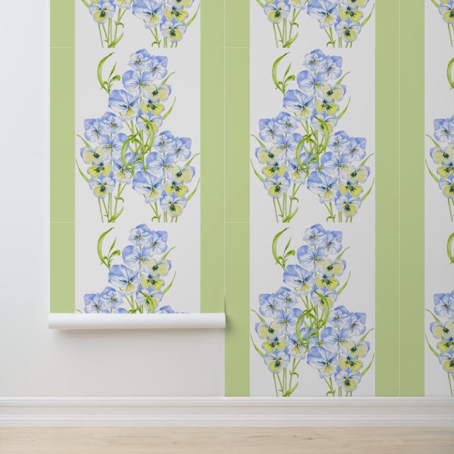 Icy Blue Pansies on a Wallpaper (Application)
