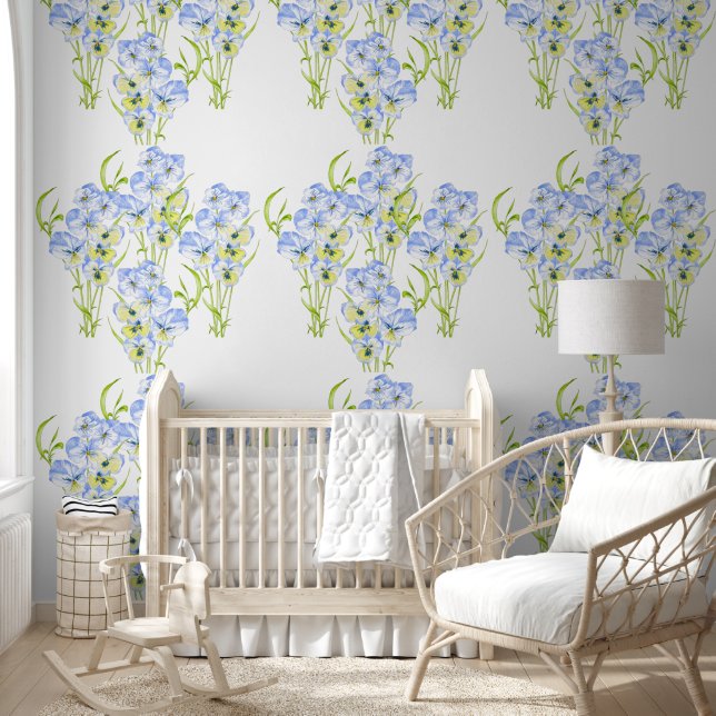 Icy Blue Pansies on a  Wallpaper (Kids)