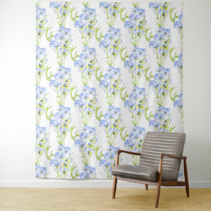 Icy Blue Pansies on Tapestry
