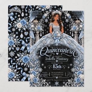 Icy Blue Quinceañera Celebration Invitation