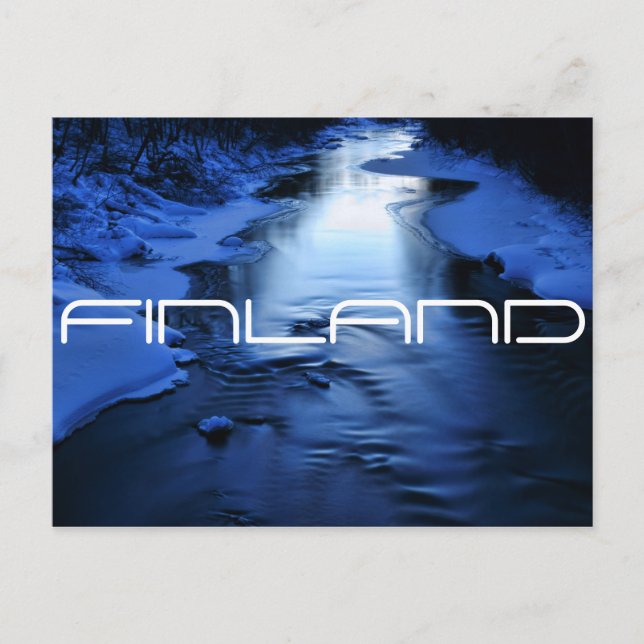 Icy blue river on cold winter evening postcard (Front)