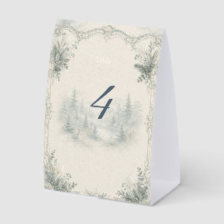 Icy Blue Rococo Castle Table Number Chateau