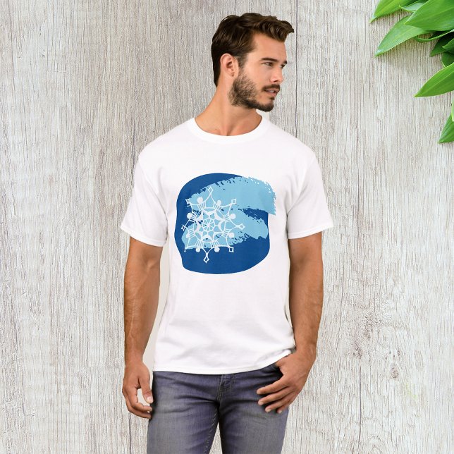 Icy Blue Snowflake Abstract Winter Circle T-Shirt (Creator Uploaded)