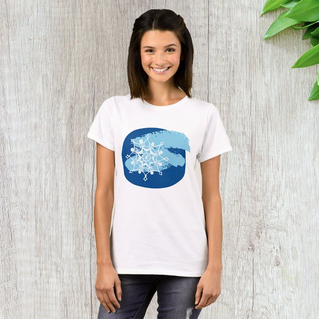 Icy Blue Snowflake Abstract Winter Circle T-Shirt (Creator Uploaded)