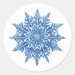 Icy Blue Snowflake Classic Round Sticker