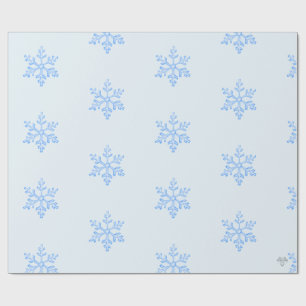 Icy Blue Snowflake Pattern on Pale Blue Background Wrapping Paper