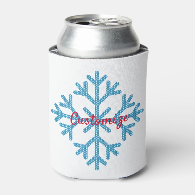 Icy Blue Snowflake Thunder_Cove      Can Cooler (Can Front)