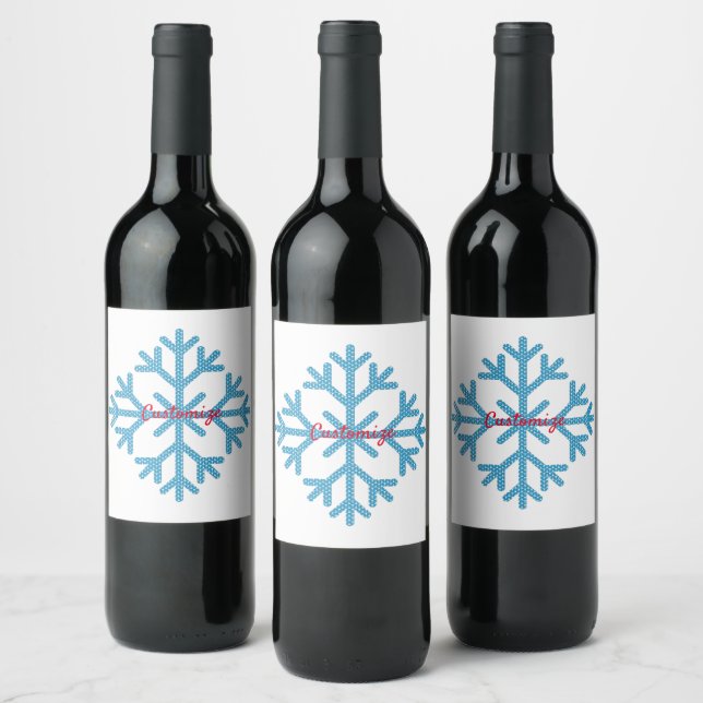 Icy Blue Snowflake Thunder_Cove      Wine Label (Bottles)
