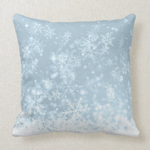 Icy Blue Snowflakes Cushion