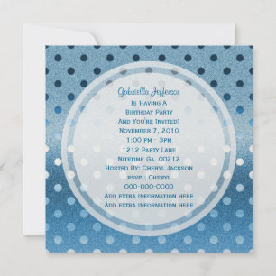 Icy Blue Sparkle: Polka-dots: Party Invitation