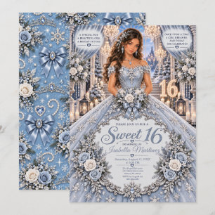 Icy Blue Sweet 16 Celebration Invitation