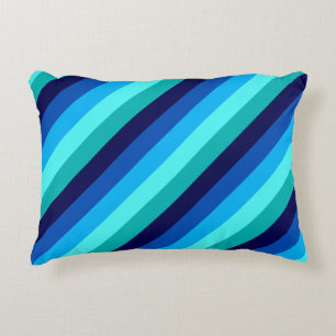 Icy Blue Teal Stripes Accent Pillow