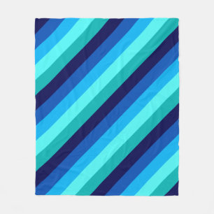 Icy Blue Teal Stripes Medium Fleece Blanket