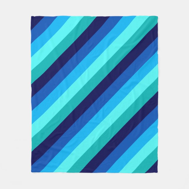 Icy Blue Teal Stripes Medium Fleece Blanket (Front)