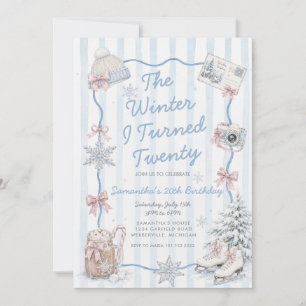 Icy Blue The Winter I Turned Twenty Birthday Invitation