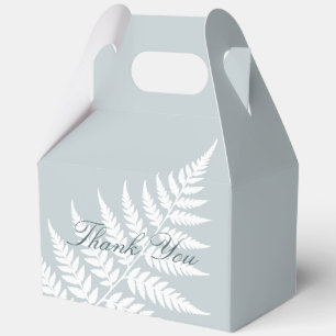 Icy Blue White Fern Large Gable Thank You Favour Box