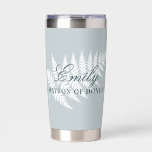 Icy Blue White Fern Pastel Matron of Honour Insulated Tumbler