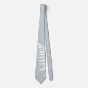 Icy Blue White Fern Simply Elegant Wedding Tie