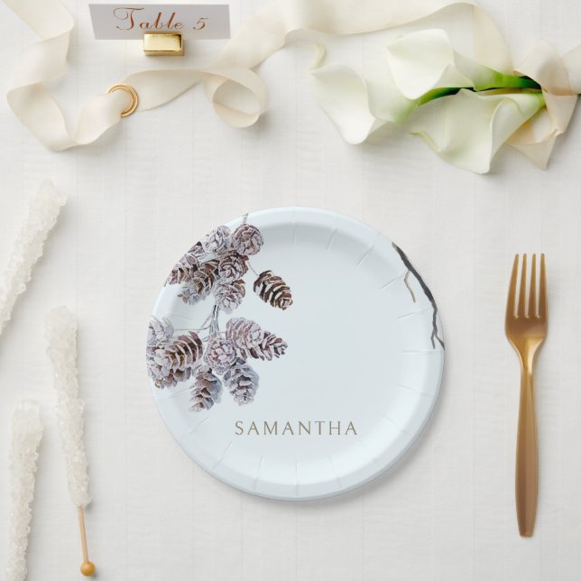 Icy Blue Winter Personalised Shower Paper Plate (Wedding)