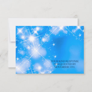 Icy Blue Winter Stars Formal Wedding RSVP Card
