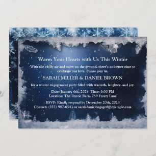 Icy Blue Winter Wonderland Engagement Party Invitation