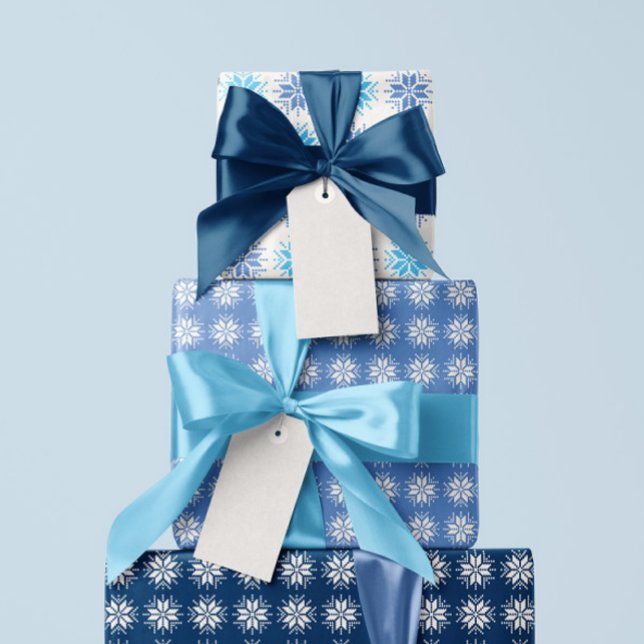 Icy Blues Nordic Sweater Snowflake Pattern Wrapping Paper (Creator Uploaded)