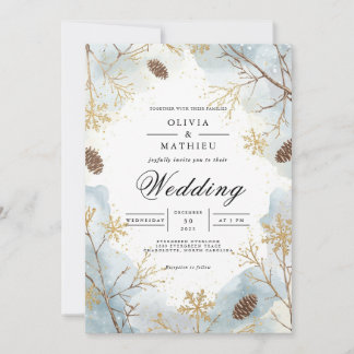 Icy Branch Snow Romance Wedding Invitation