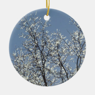Icy Branches in Winter Blue Sky Ceramic Tree Decoration