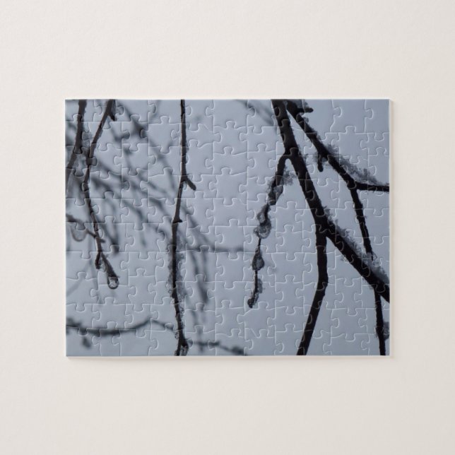 Icy Branches Winter Nature Photography Jigsaw Puzzle (Horizontal)