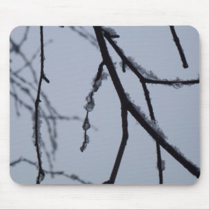 Icy Branches Winter Nature Photography Mouse Mat