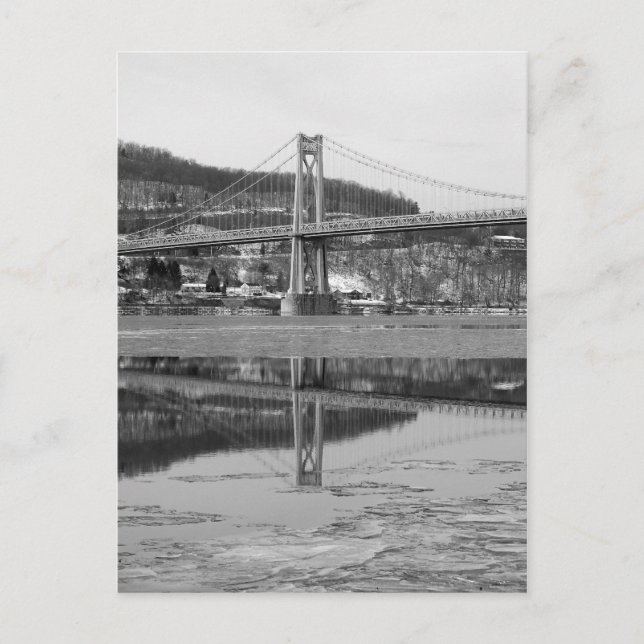 Icy Bridge Tower Reflection Postcard (Front)