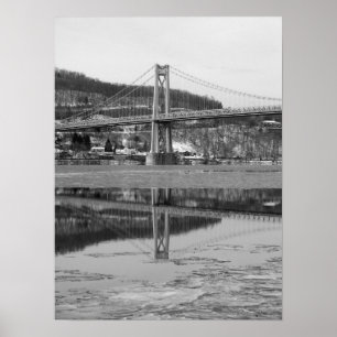 Icy Bridge Tower Reflection Poster