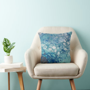 Icy Bubbles, Blue, Grey, White Cushion