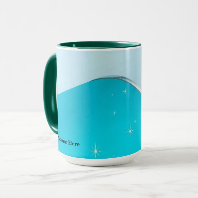 Icy Cyan Luxury Titanium Sparkle Burst Mug (Front Left)
