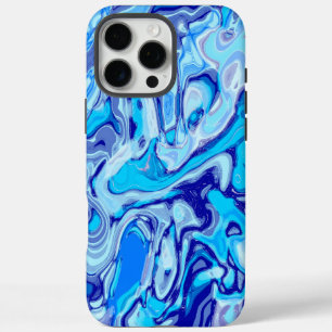 Icy Deep Sea Blue Colourful Abstract Marble Liquid iPhone 16 Pro Max Case