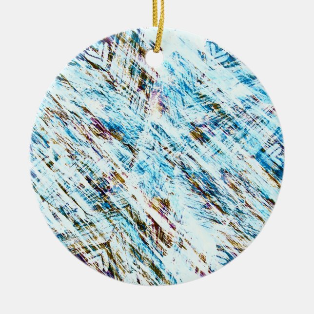 Icy Distressed Winter Striped Ceramic Tree Decoration (Front)