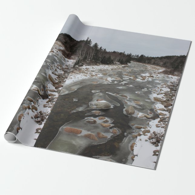 Icy Footprint in the River Wrapping Paper (Unrolled)