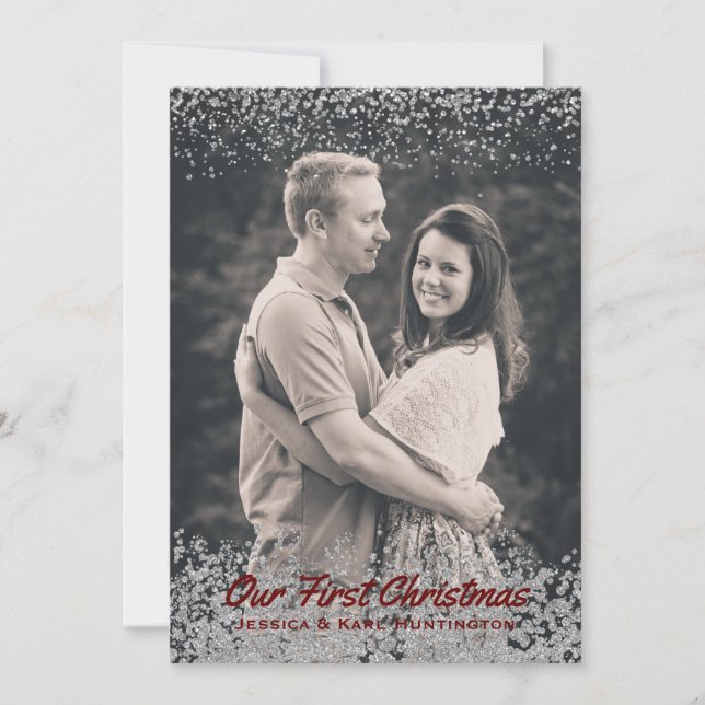 Icy Framed Christmas Photo Card (Front)