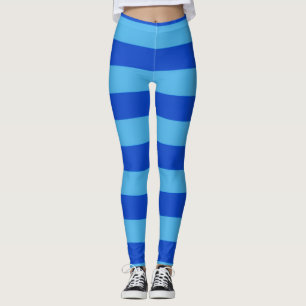 Icy Frost Blue and Royal Blue Striped Halloween Leggings