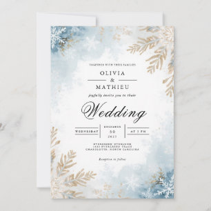 Icy Frost Botanical Romance Wedding Invitation