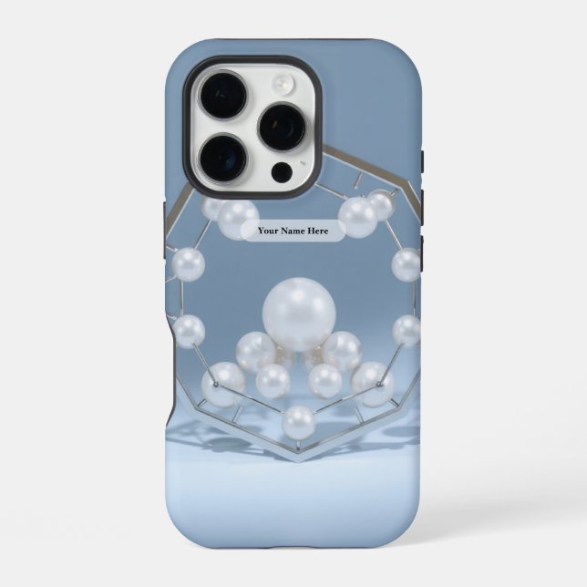 Icy Geometric Pearl Chrome iPhone Case (Back)