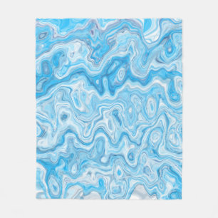 Icy Glacier Blue Marble Texture Abstract Liquid Fleece Blanket