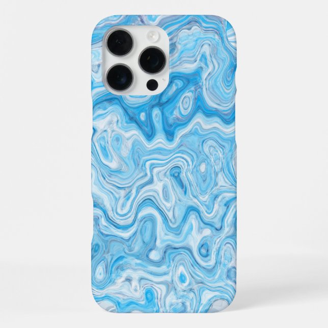 Icy Glacier Blue Marble Texture Abstract Liquid iPhone Case (Back)
