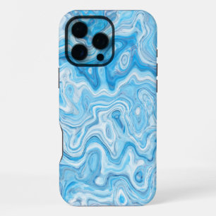 Icy Glacier Blue Marble Texture Abstract Liquid iPhone 16 Pro Max Case