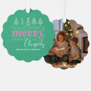 Icy Mint Scribbles Merry Christmas Keepsake Tree Decoration Card